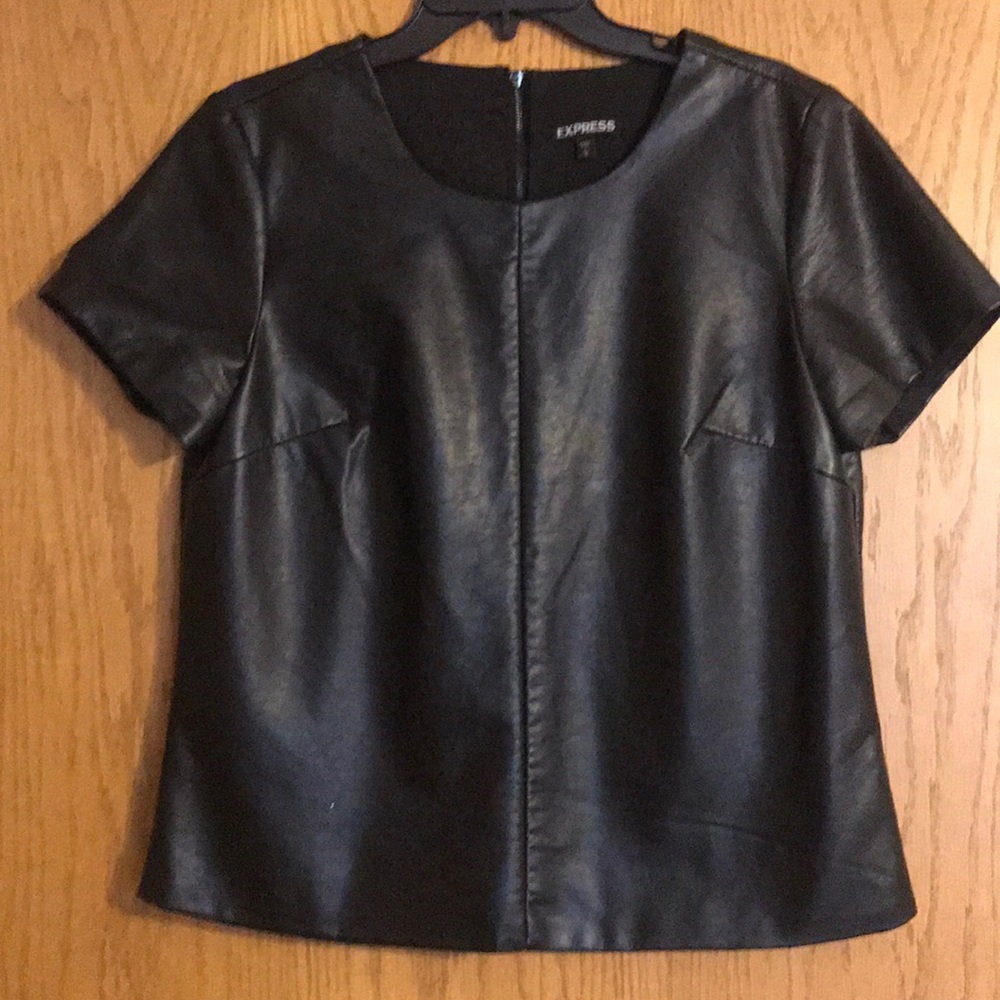Express Black Leather T-Shirt